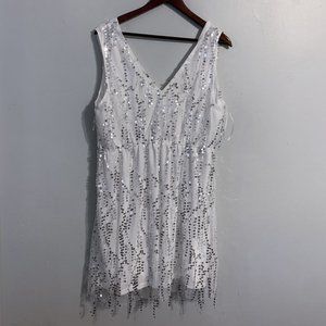 Southern Fried Chics White Sequin Mini Dress